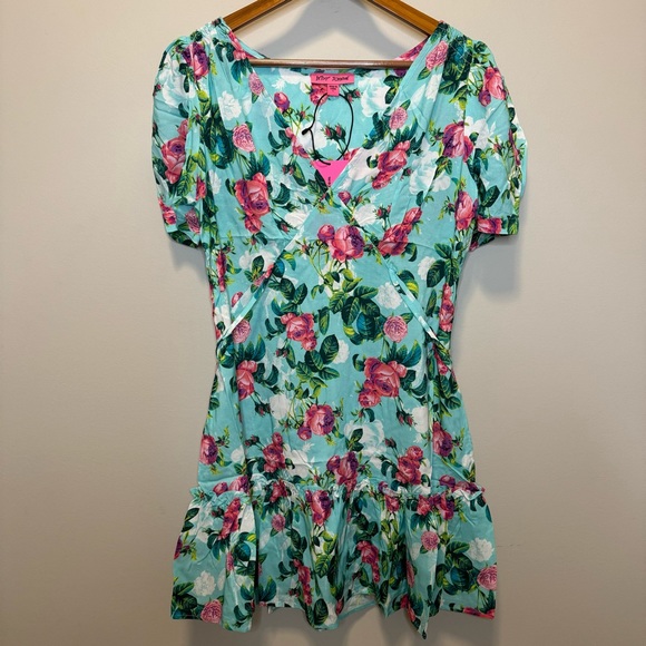 NWT Betsey Johnson Pinky Bright Floral-Print Mini Dress, Size L - Picture 3 of 11